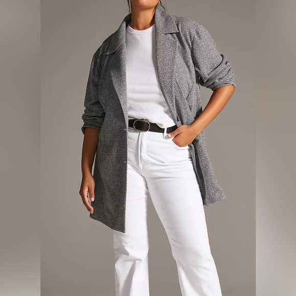 Avec Les Filles Jackets & Blazers - Avec Les Filles Gray/White Longline Knit Blazer Jacket XS EUC